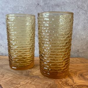70’s Vintage Soreno Amber Yellow Drinking Glasses (set of 2)